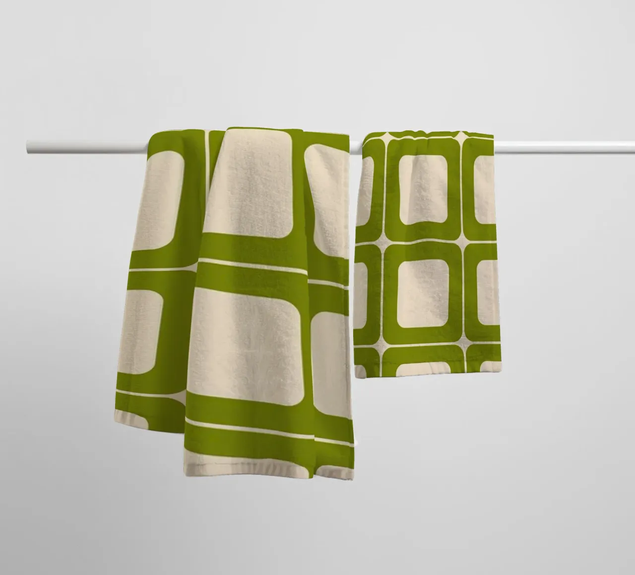 Quadrati verdi retrò 60s Vibes asciugamano da bagno da Timeless moderna