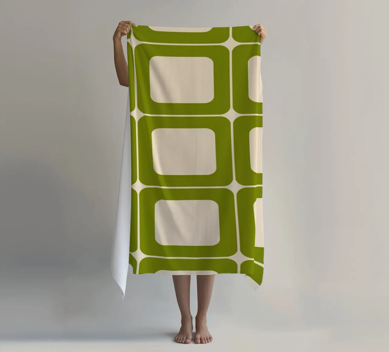 Quadrati verdi retrò 60s Vibes telo mare da Timeless moderna