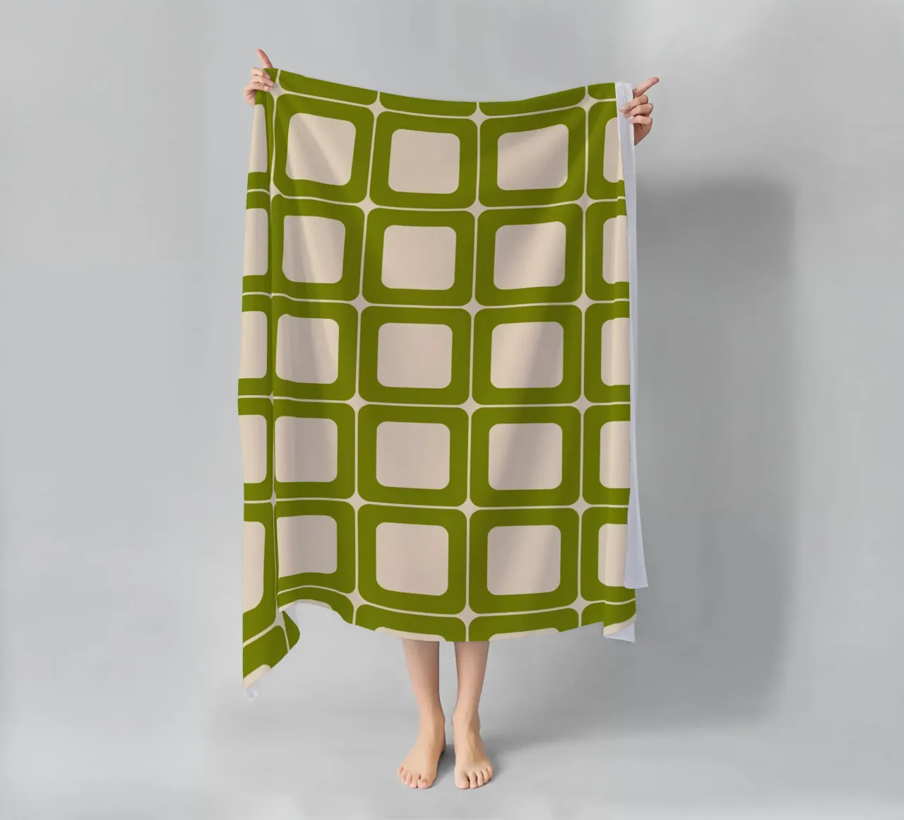 Quadrati verdi retrò 60s Vibes telo mare da Timeless moderna