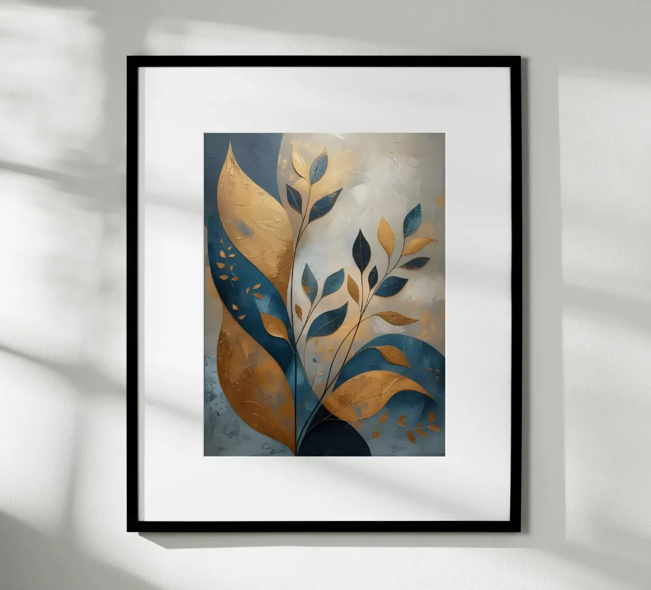 Golden Leaves poster with aluminum frame by Artistic-shop