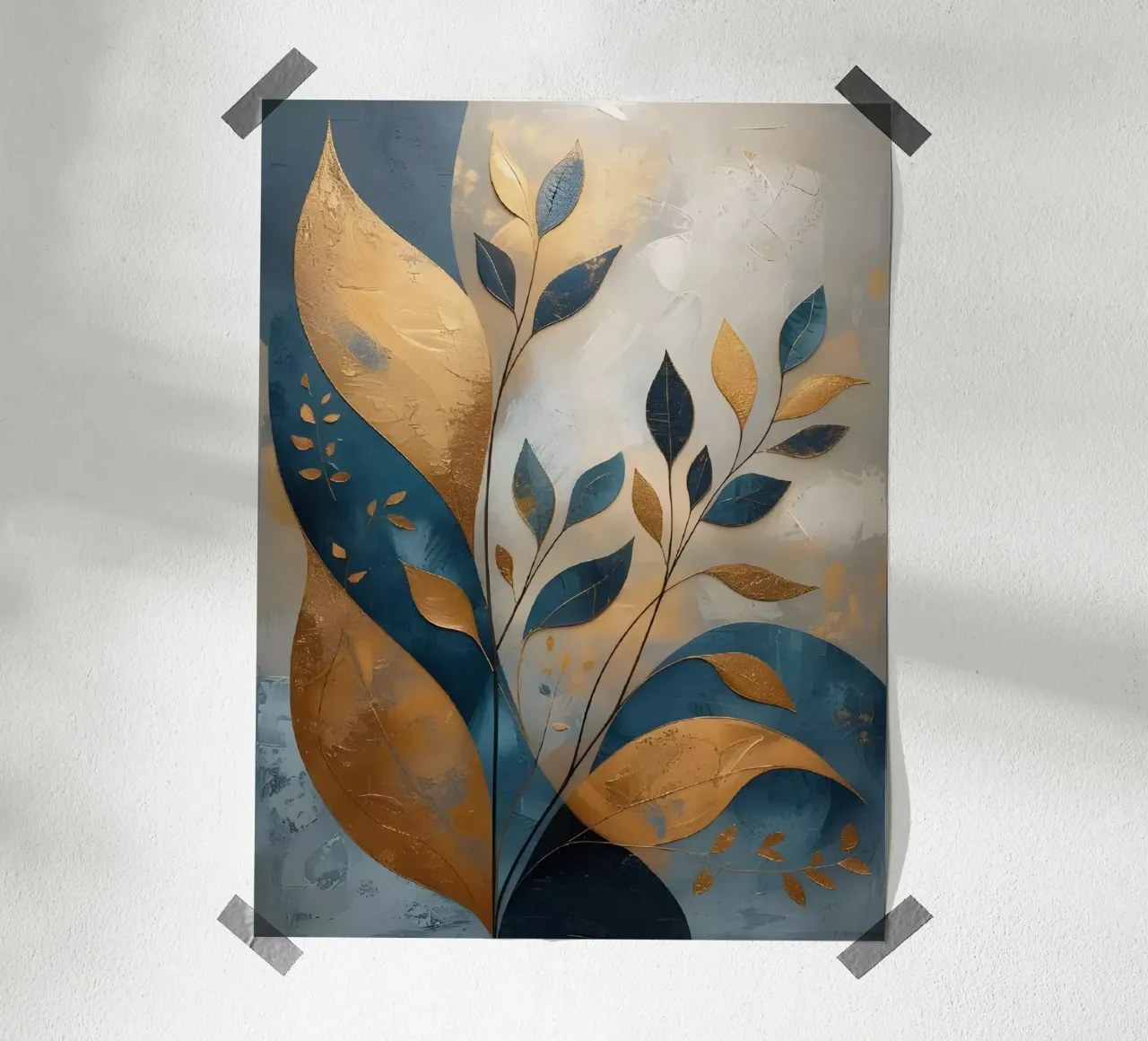 Golden Leaves poster with aluminum frame by Artistic-shop