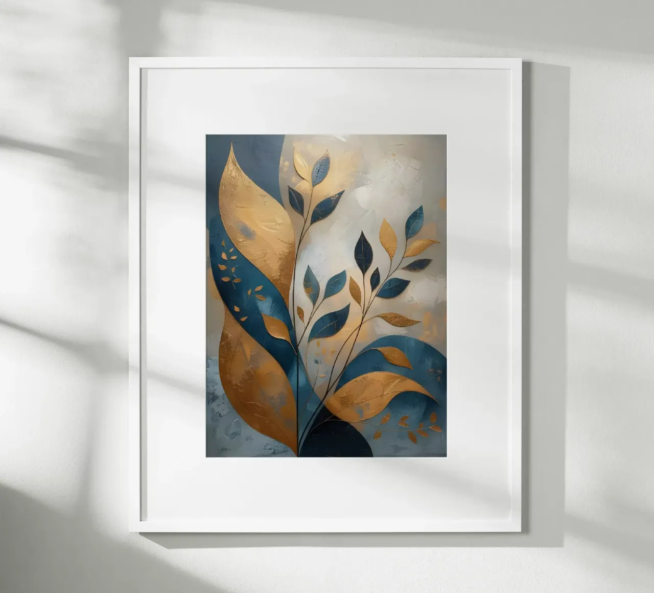 Golden Leaves poster with aluminum frame by Artistic-shop