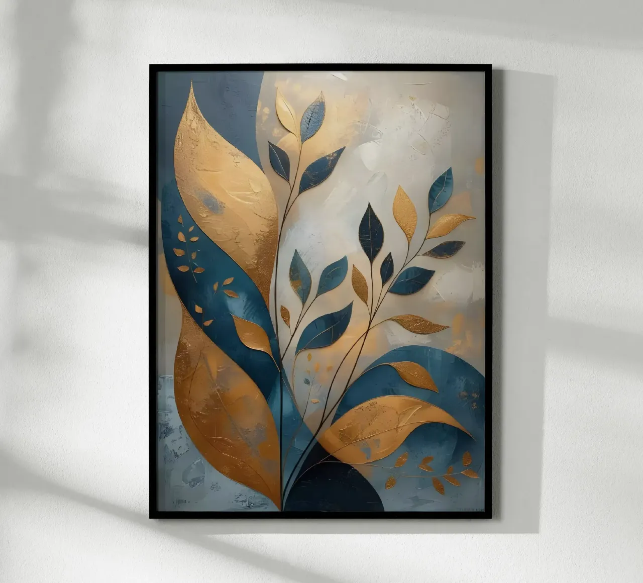 Golden Leaves poster with aluminum frame by Artistic-shop