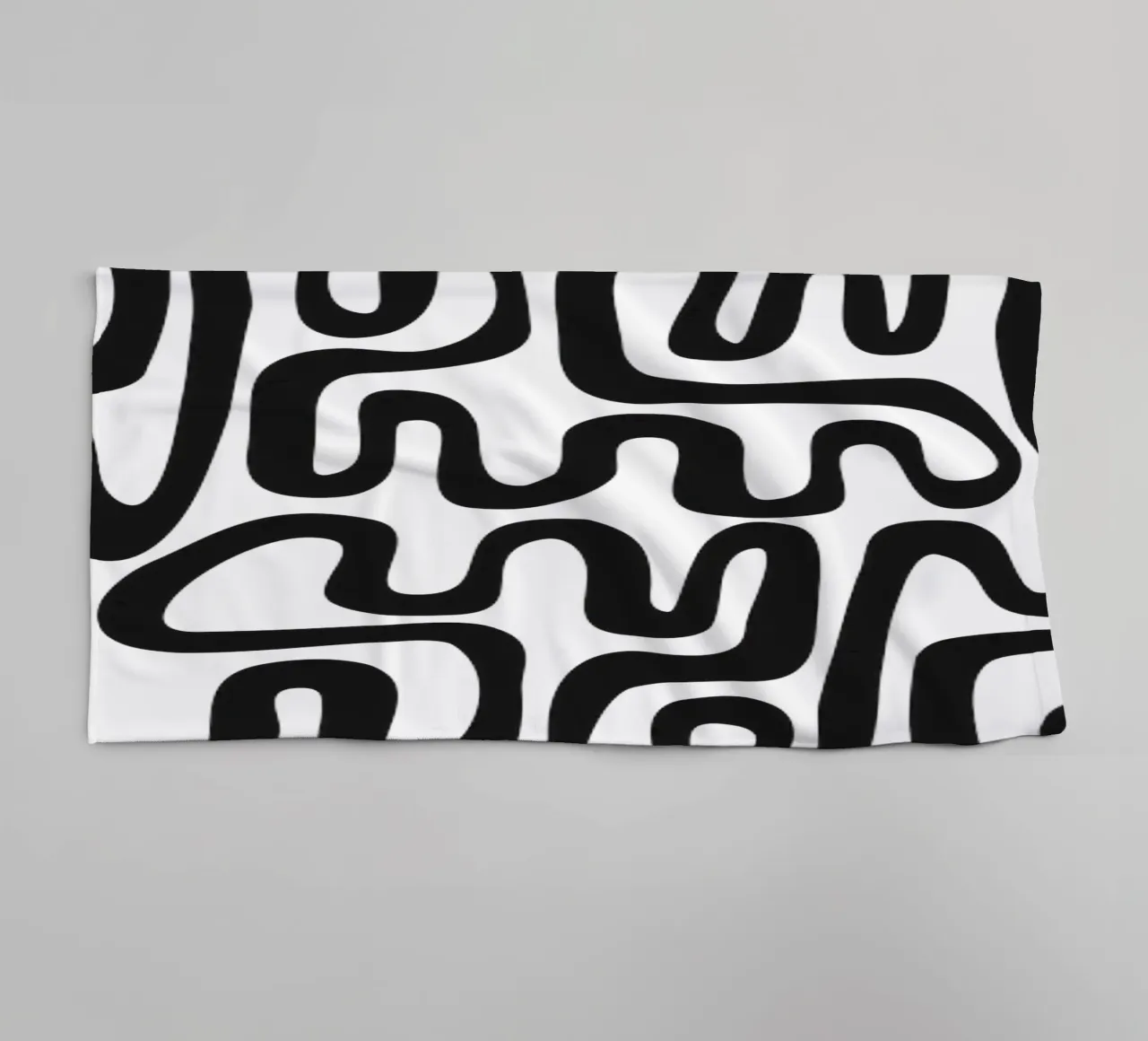Looped Lines - Abstrakt Minimal Schwarz Weiß Handtuch von Petra Lang - Design