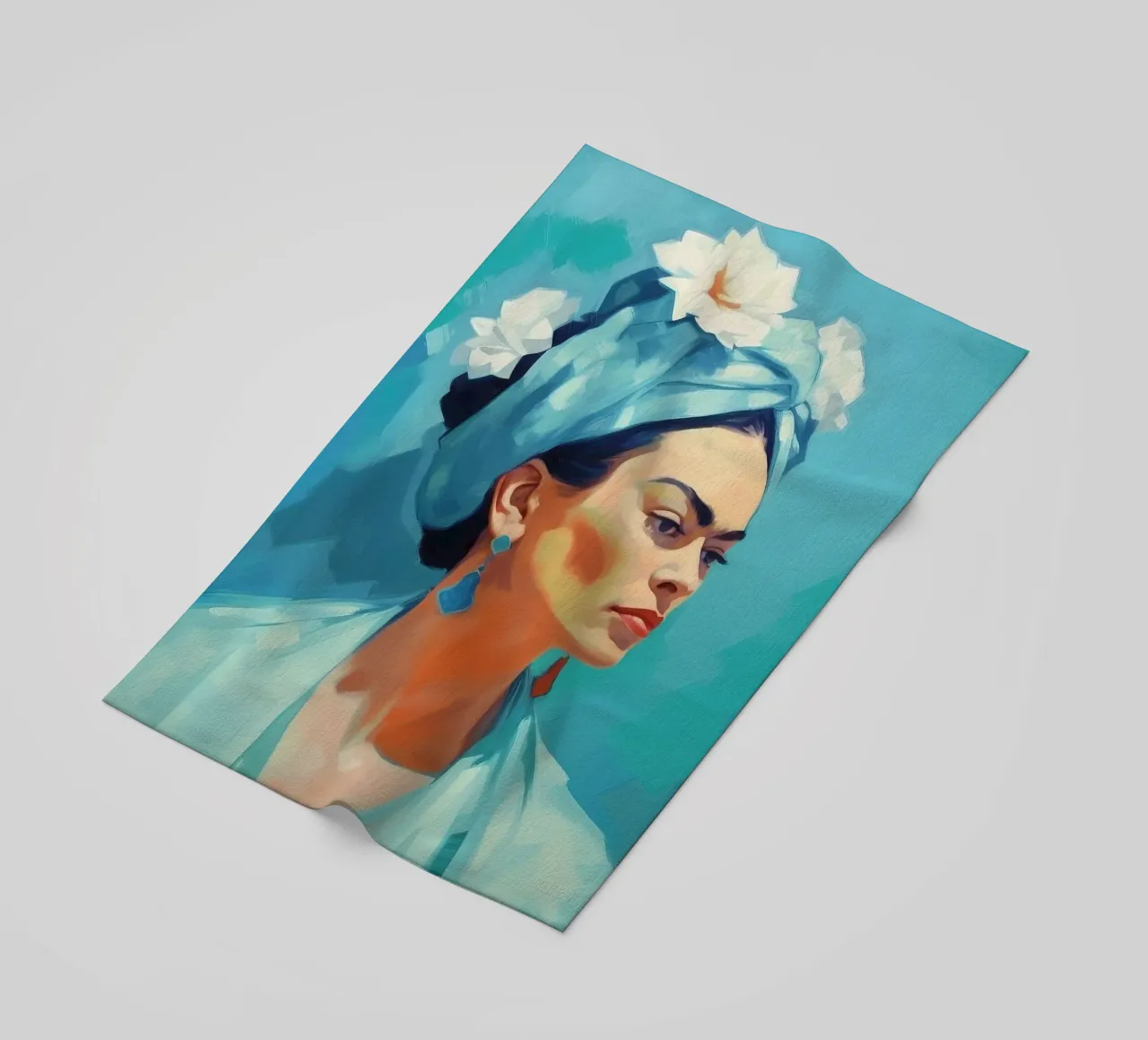 Frida Kahlo "Soulful Rebellion" beach towel by Fantasias Florales