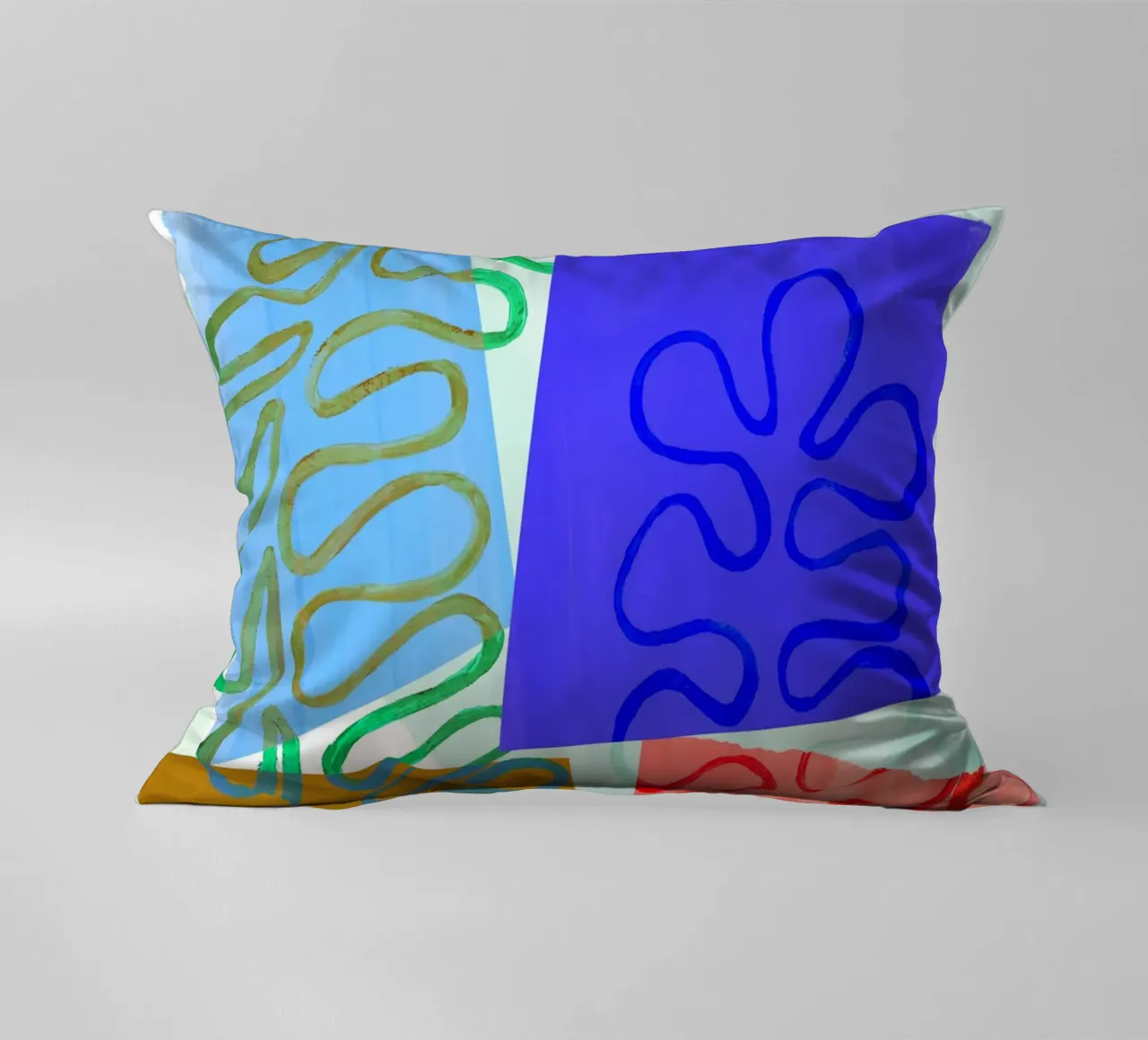 Colourful Green Blue Abstract Print cuscino da Violets Print House