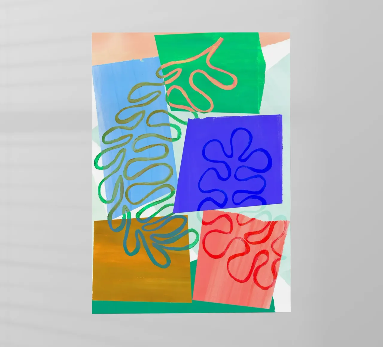 Colourful Green Blue Abstract Print pellicola backlit da Violets Print House