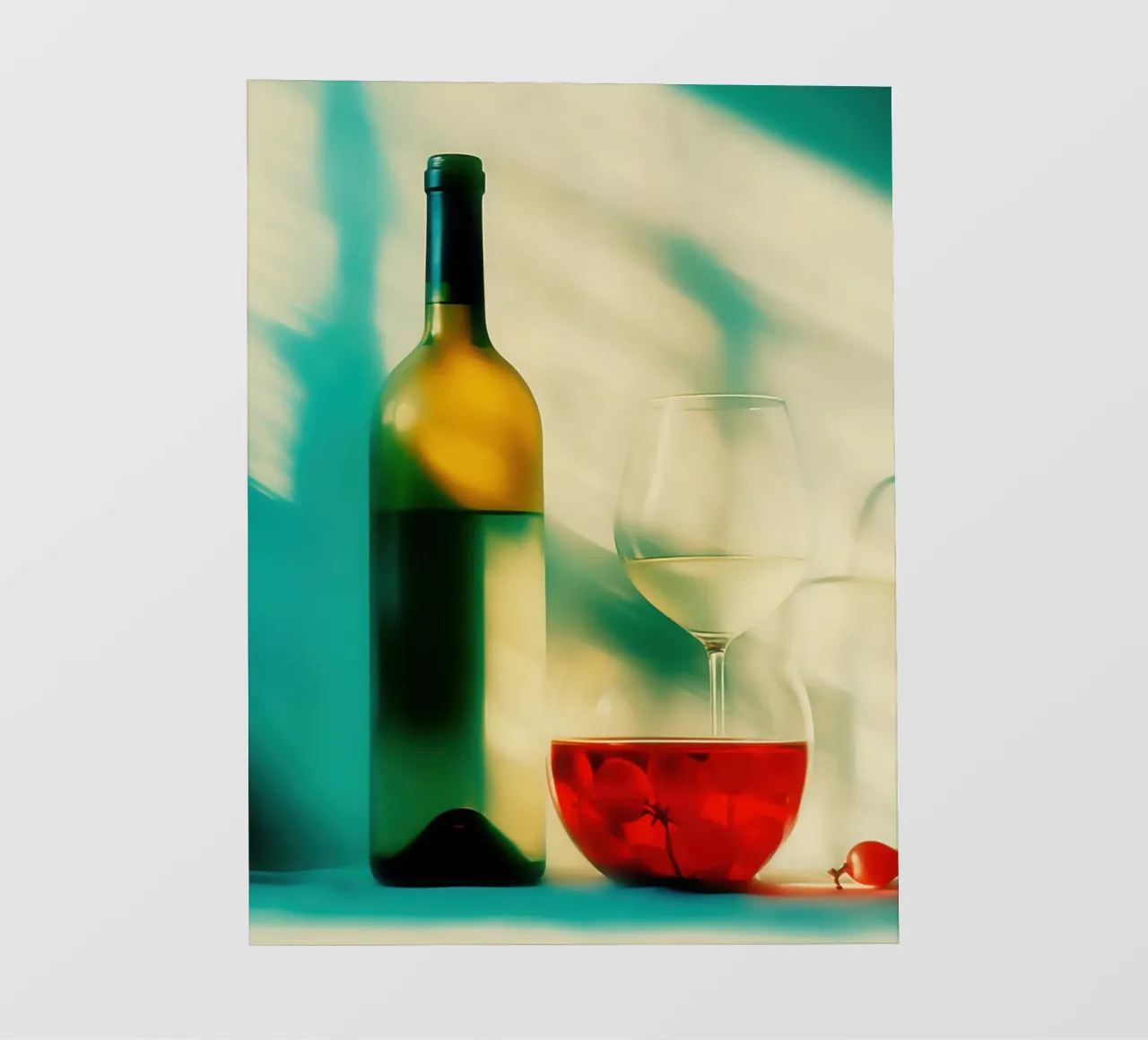 Fresco vino bianco e uva rossa | Fresca natura morta estiva telo in pvc da Autofocus