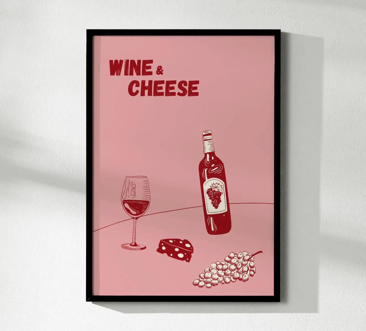 Vino e formaggio poster da Tasty Colors
