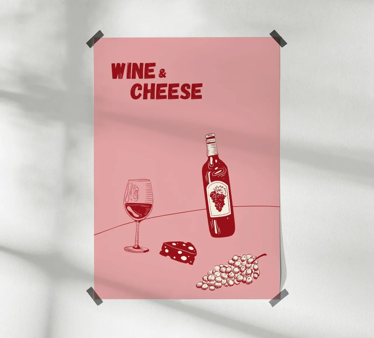 Vino e formaggio poster da Tasty Colors