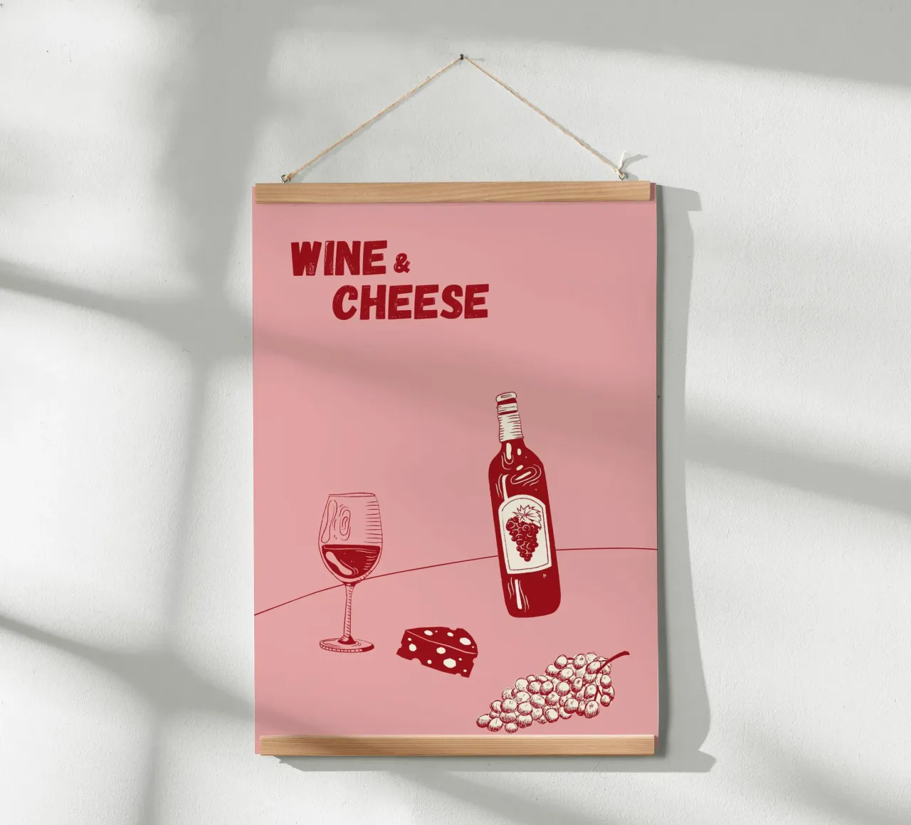 Vino e formaggio poster da Tasty Colors