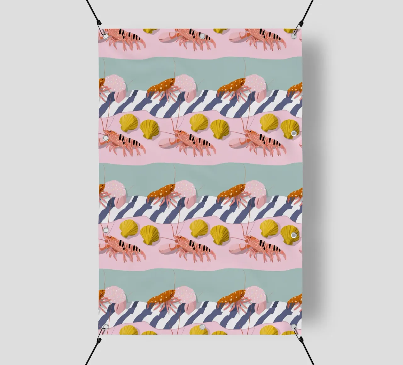 Coastal Lobsters & Seashells telo in pvc da Vibrant Berry Studio