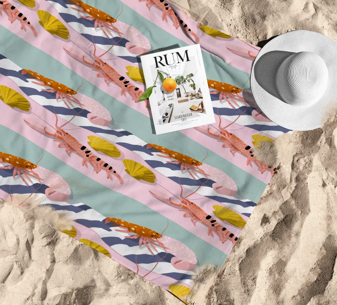 Coastal Lobsters & Seashells telo mare da Vibrant Berry Studio