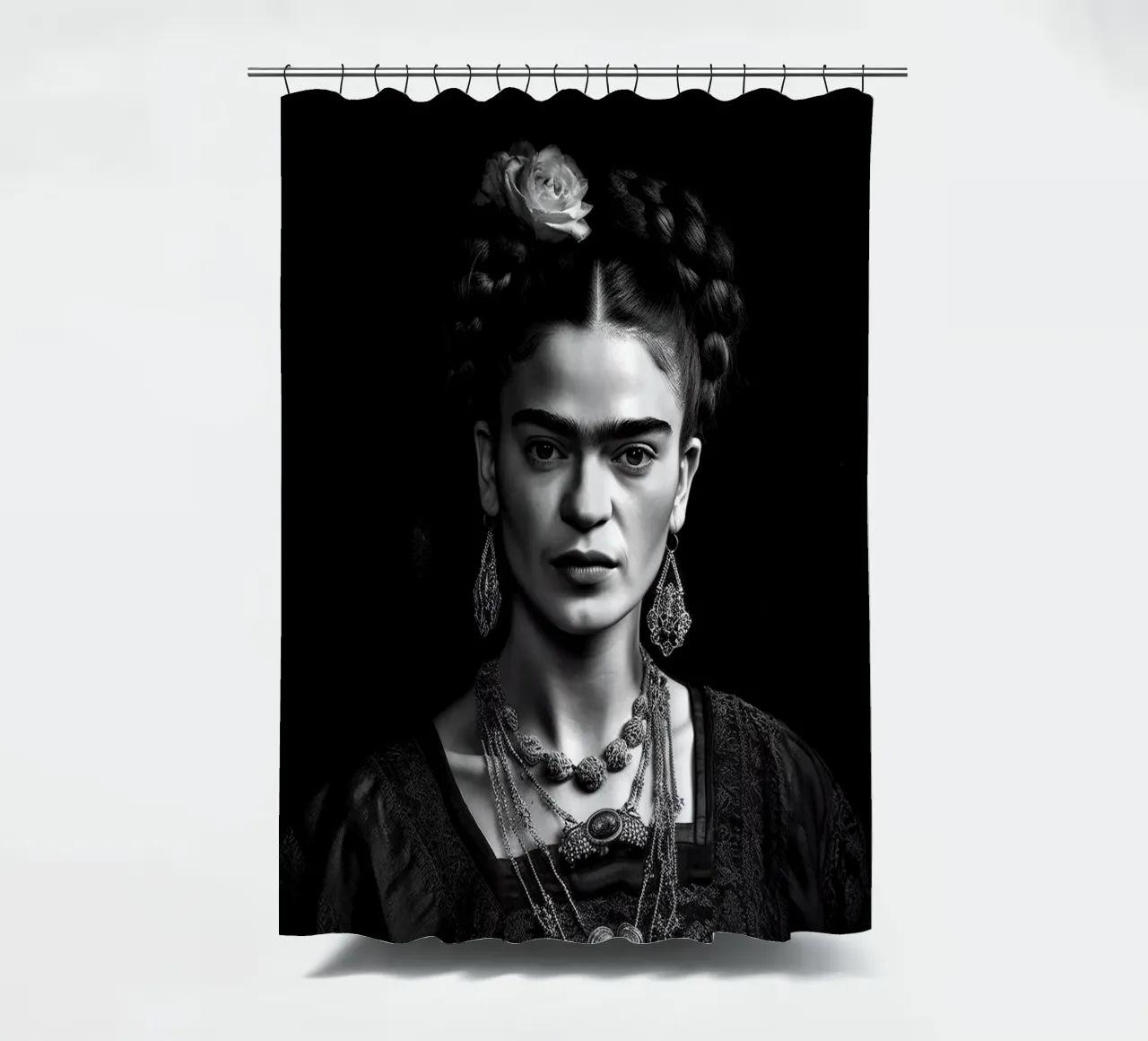 Frida Kahlo "Resilience Redefined" shower curtain by Fantasias Florales