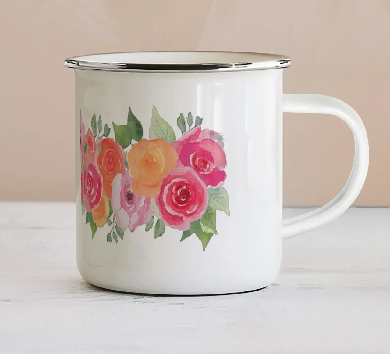 Nastro di rose colorate tazza in smalto da Farbwelten