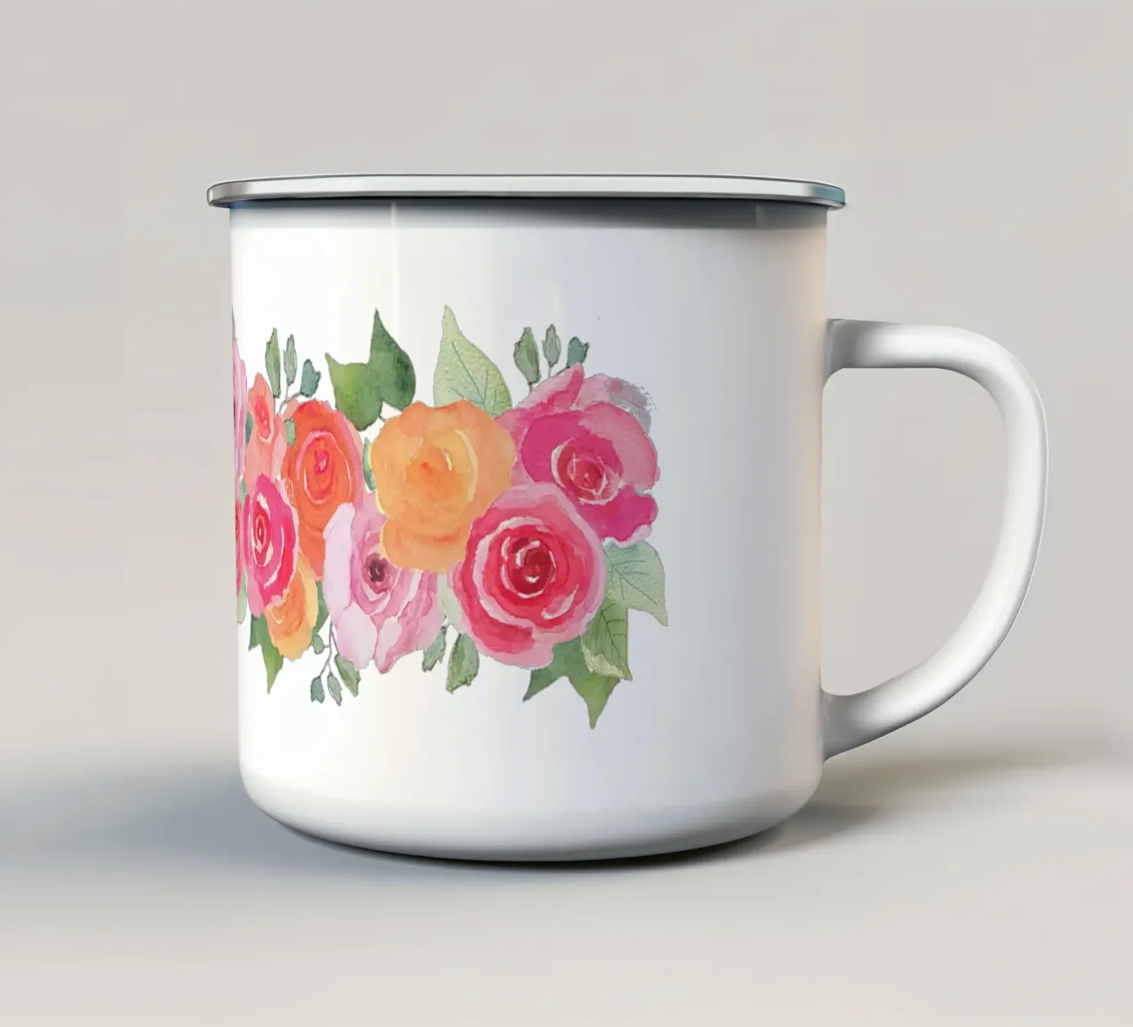 Nastro di rose colorate tazza in smalto da Farbwelten