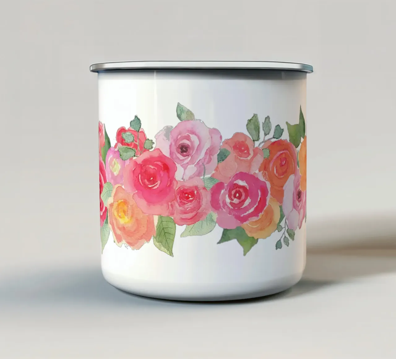 Nastro di rose colorate tazza in smalto da Farbwelten