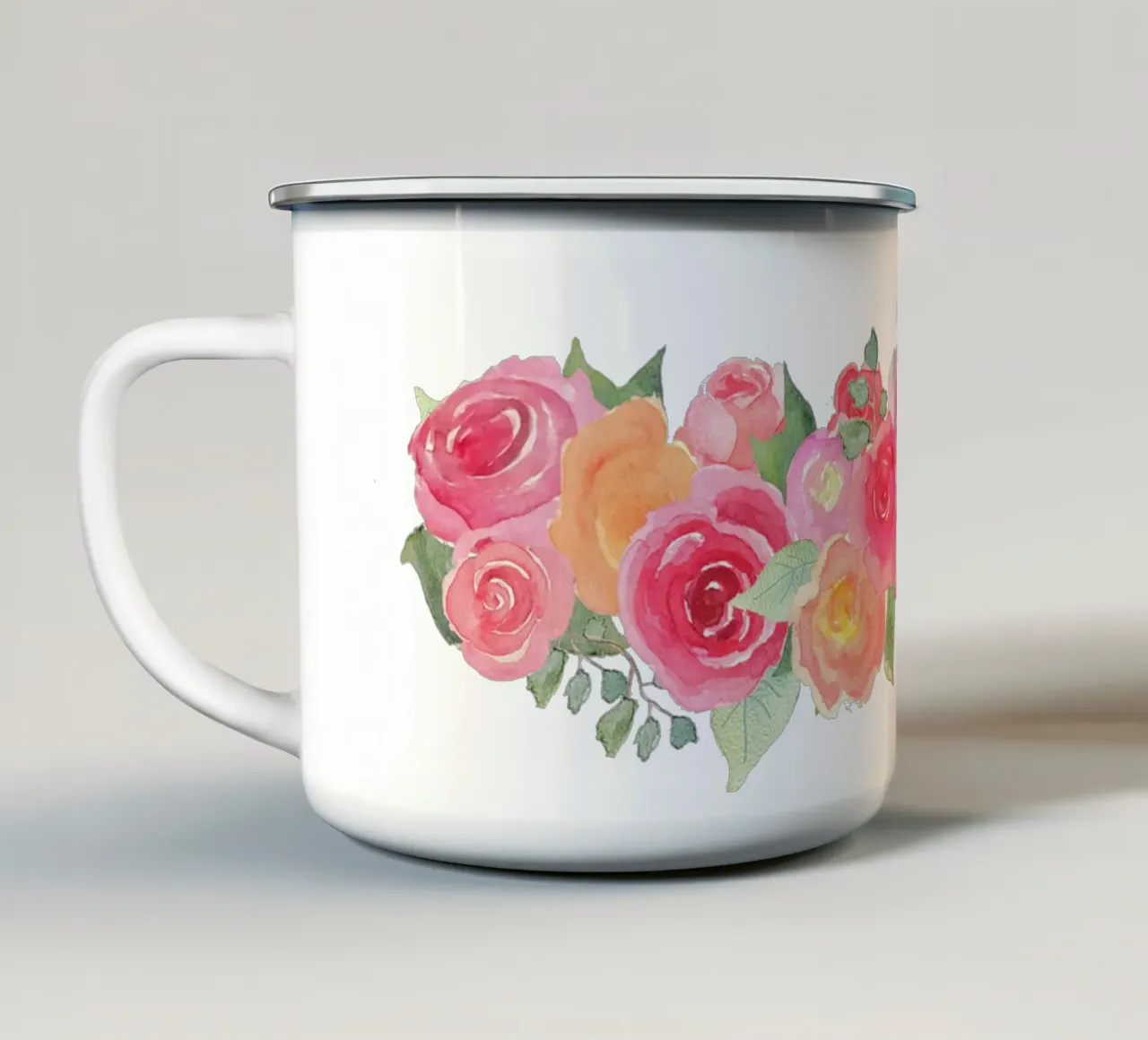 Nastro di rose colorate tazza in smalto da Farbwelten