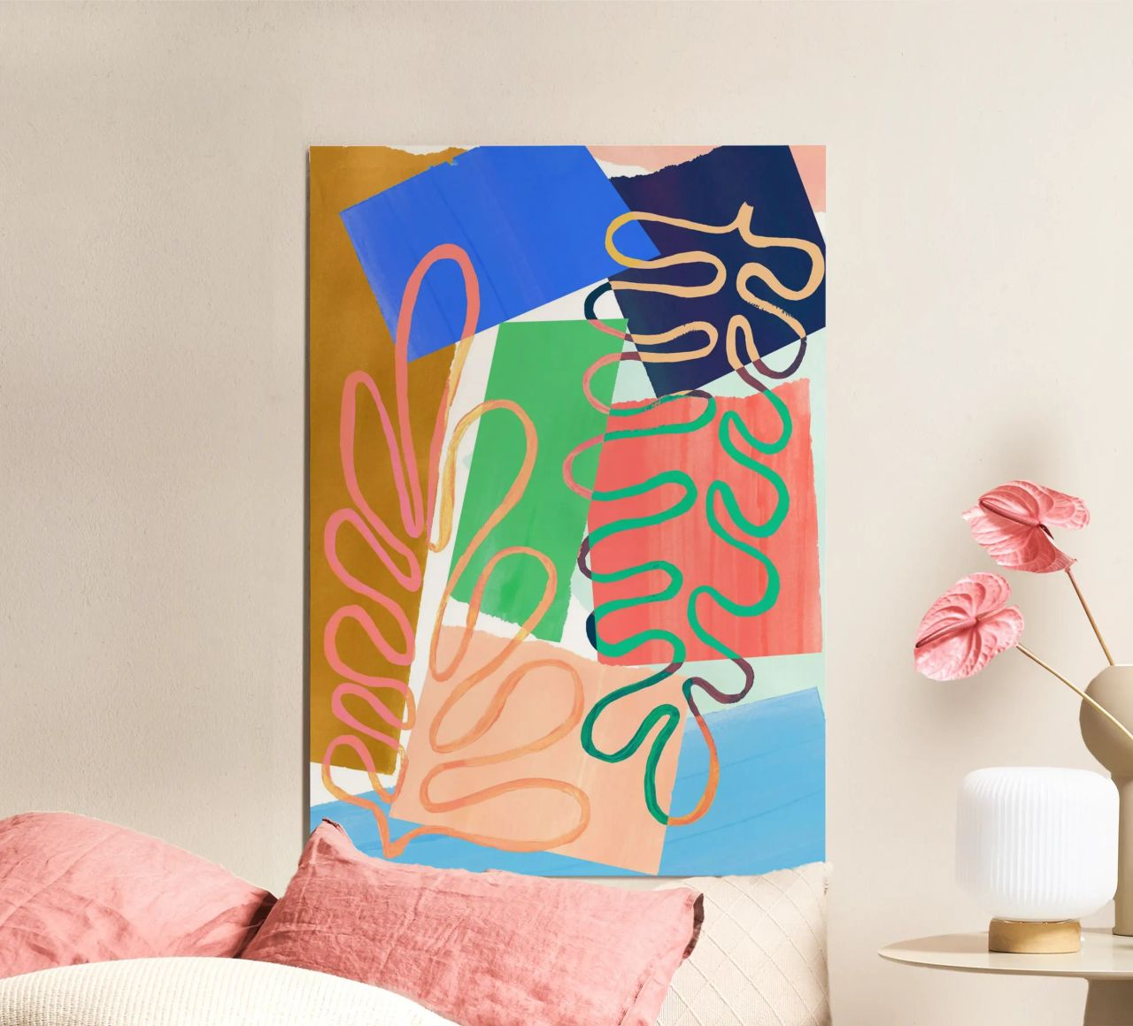 Modern Colourful Abstract Art Print alluminio dibond da Violets Print House