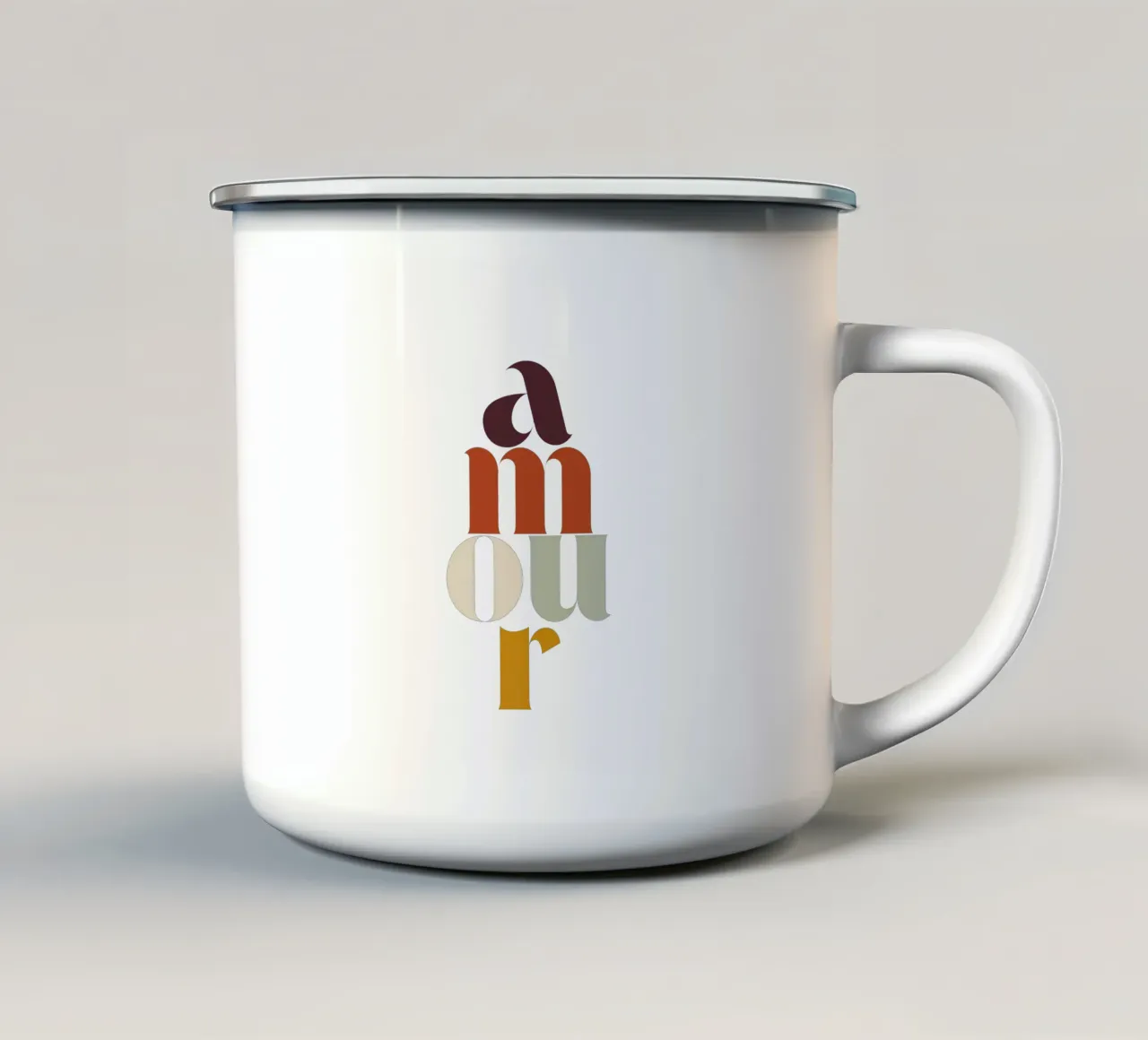 Amour - Retro Typography tazza in smalto da Imaginative Quotes