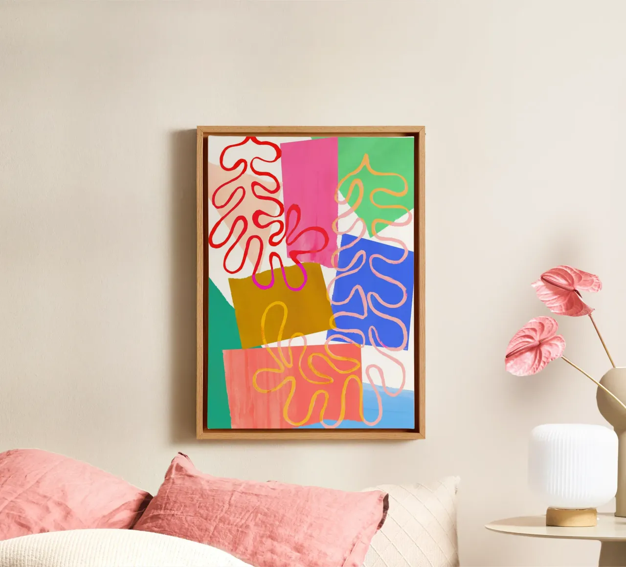 Rainbow Abstract Collage Art Print canvas met Baklijst van Violets Print House