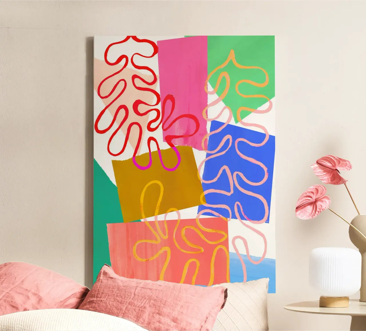 Rainbow Abstract Collage Art Print Leinwand von Violets Print House