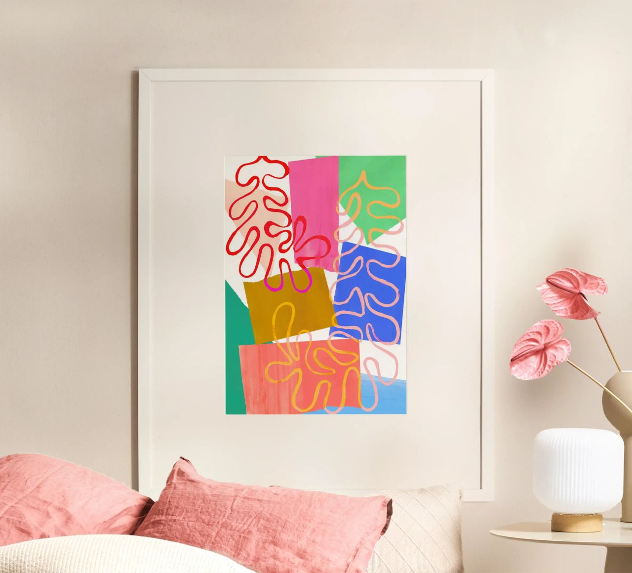 Rainbow Abstract Collage Art Print Poster von Violets Print House