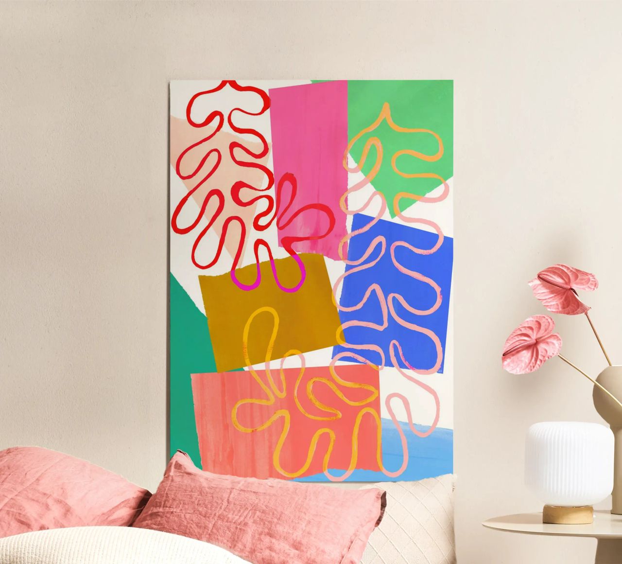 Rainbow Abstract Collage Art Print Poster von Violets Print House