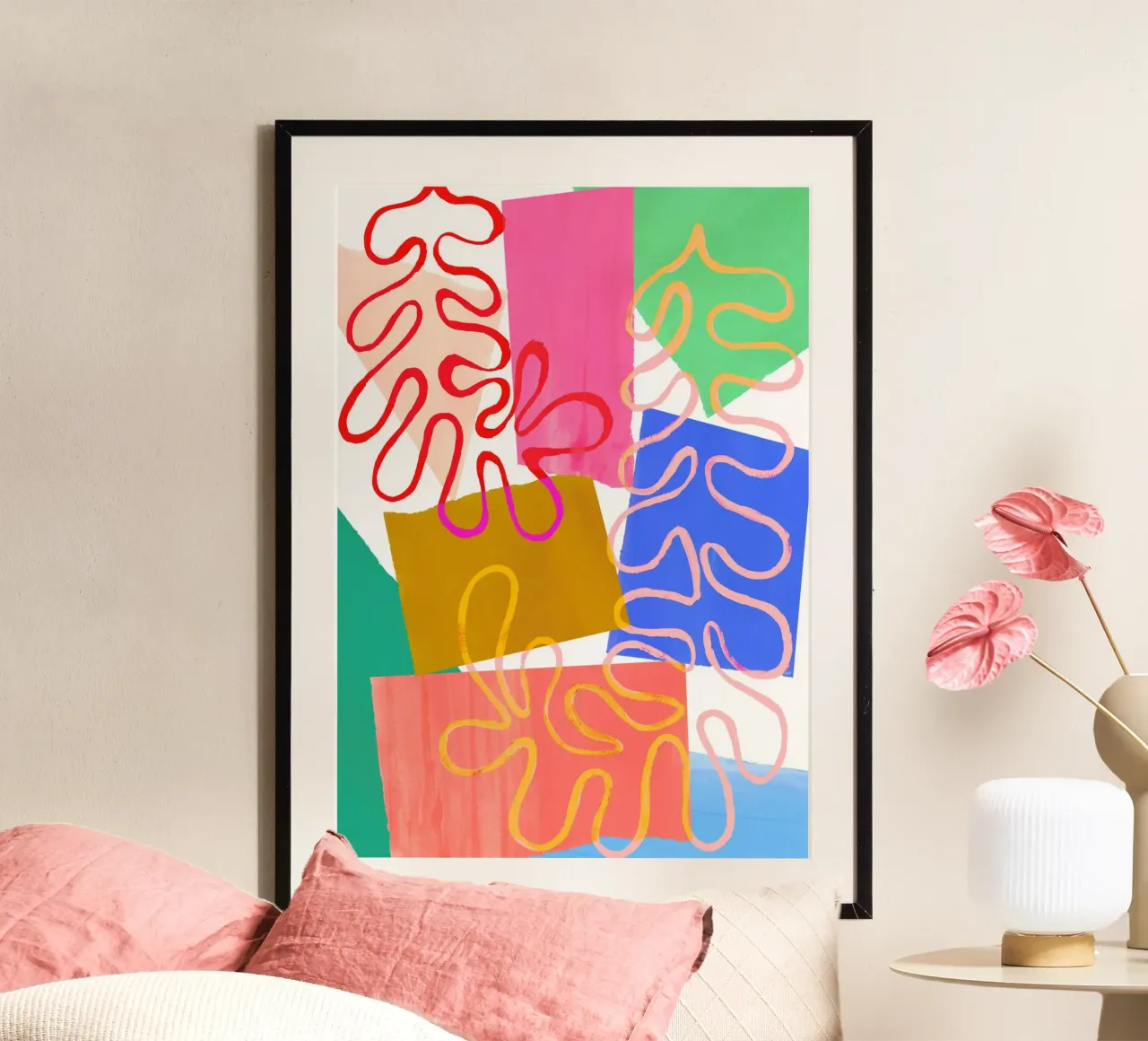 Rainbow Abstract Collage Art Print poster da Violets Print House