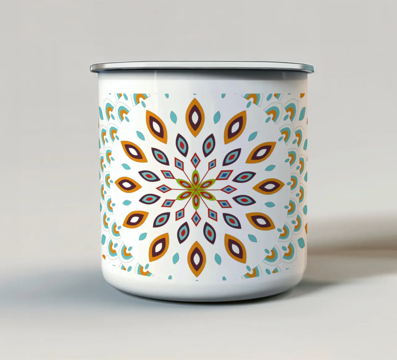 Mandala Dreams in arancione soulful tazza in smalto da Petra Lang - Design