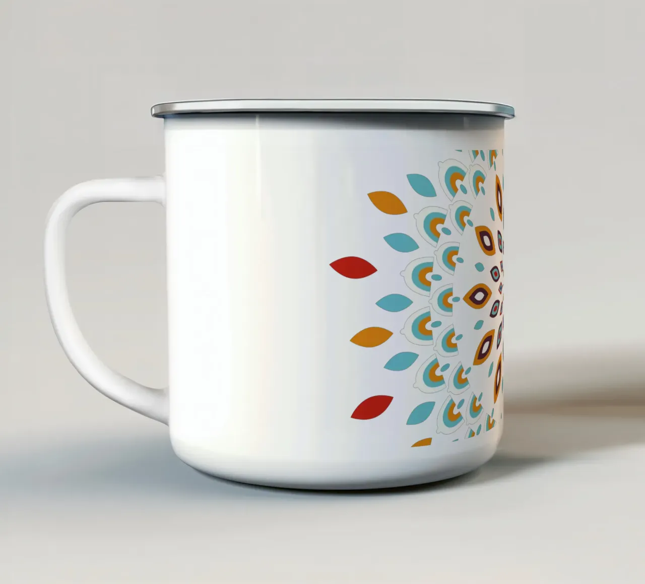 Mandala Dreams in arancione soulful tazza in smalto da Petra Lang - Design