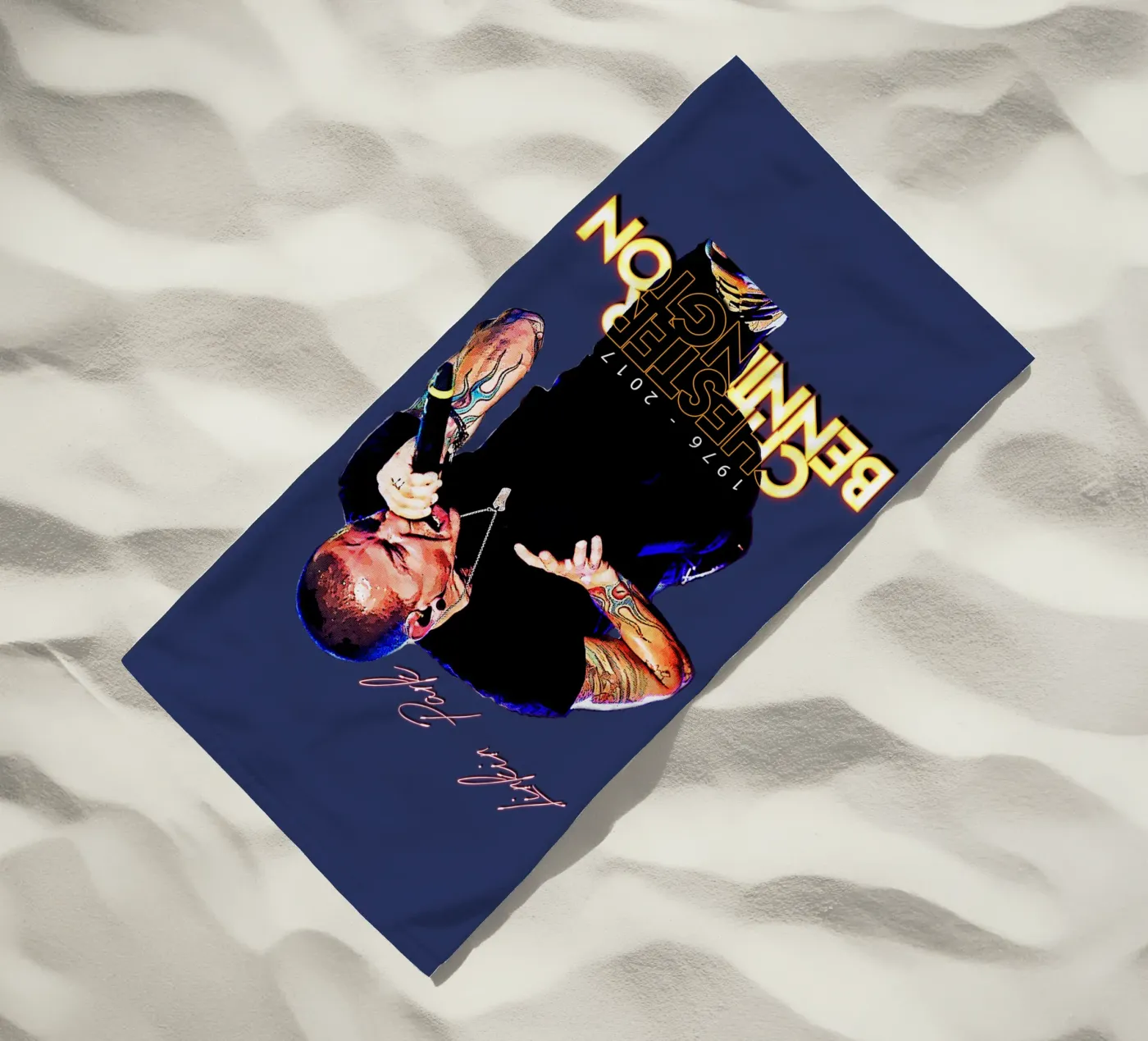 Chester Bennington beach towel by Gunawan Rb