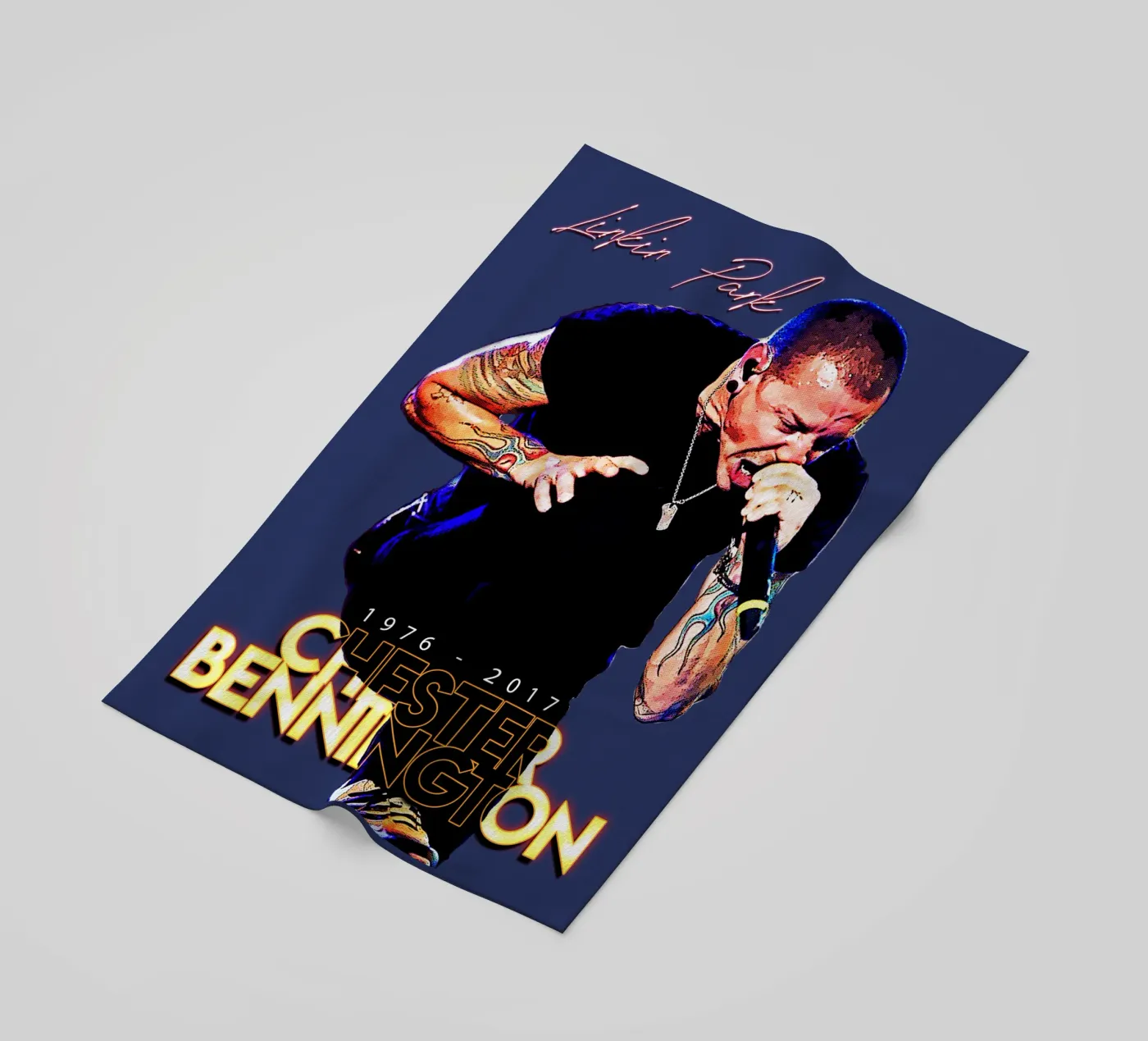 Chester Bennington beach towel by Gunawan Rb