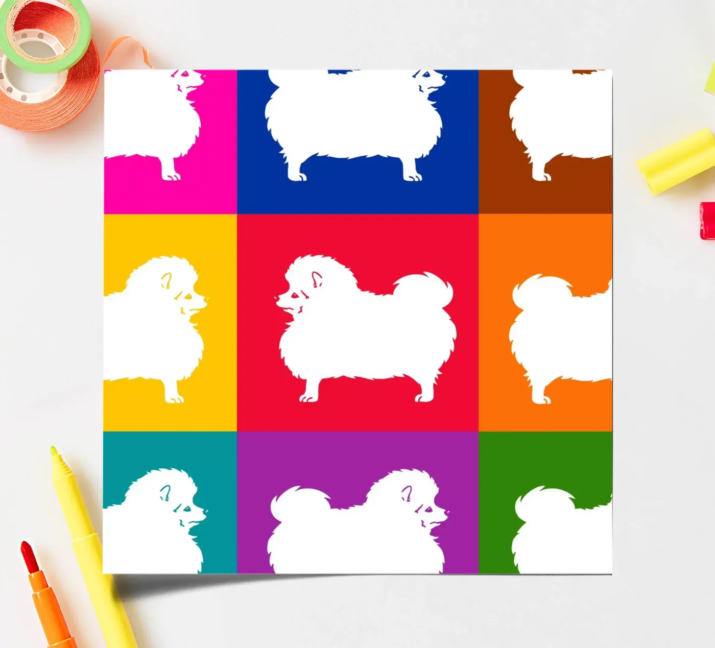 Standing spitz sticker sheet by Pop dogs