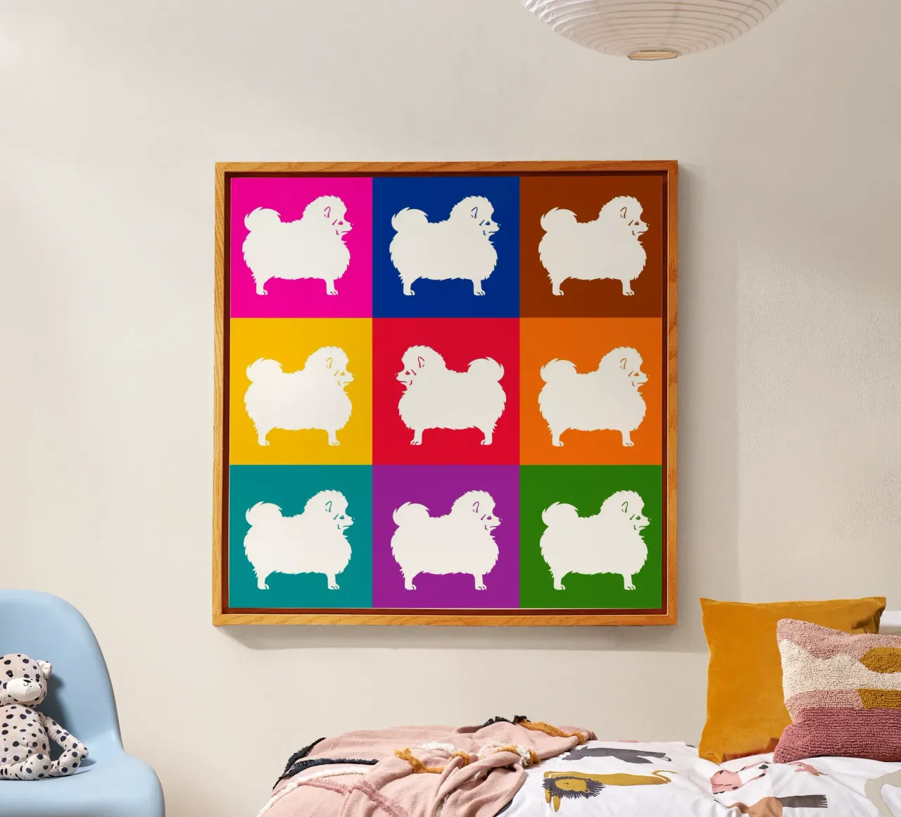 Staande keeshond acryl van Pop dogs