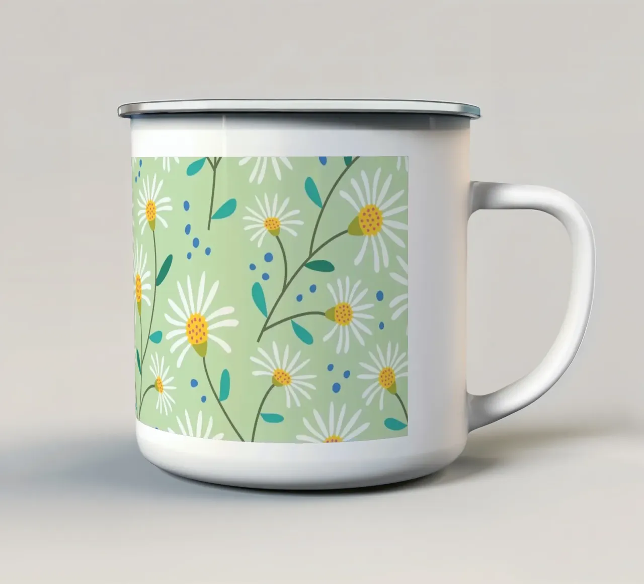 Piccoli fiori di primavera verdi tazza in smalto da Petra Lang - Floral Art