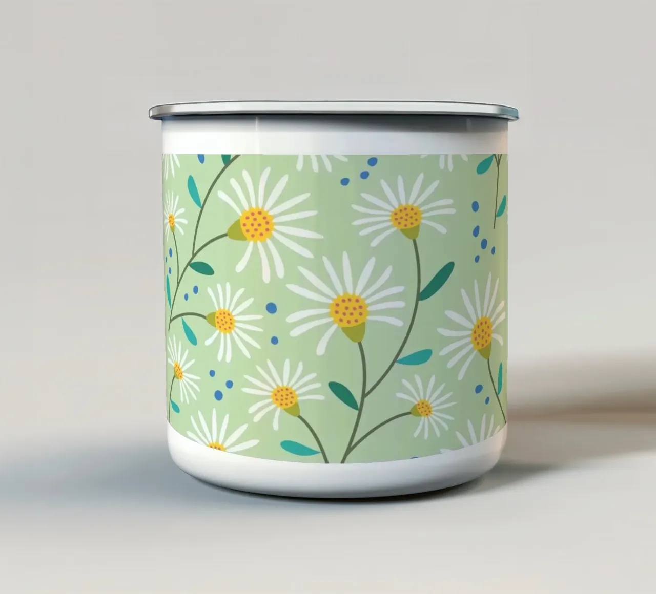 Piccoli fiori di primavera verdi tazza in smalto da Petra Lang - Floral Art