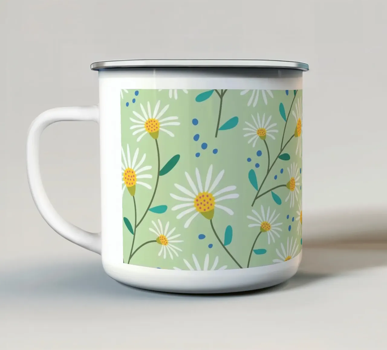 Piccoli fiori di primavera verdi tazza in smalto da Petra Lang - Floral Art