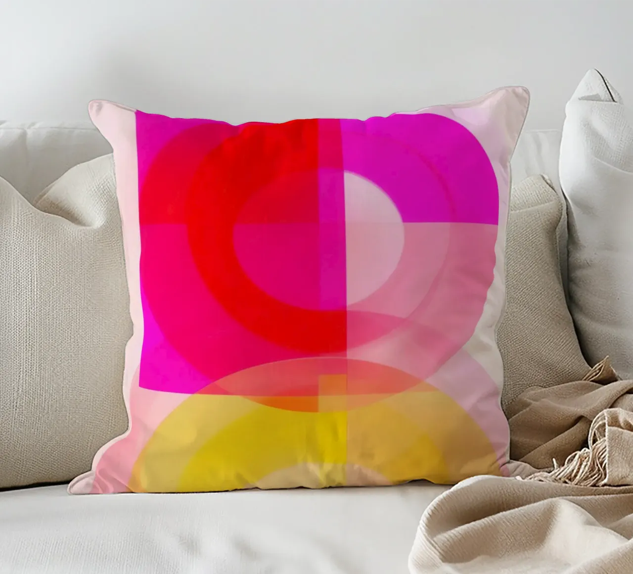 Cerchi di colore semitrasparenti in risonanza | Pittura astratta cuscino da Autofocus