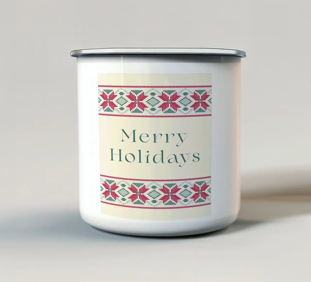 Merry Holidays Nordic tazza in smalto da DesigndN Christmassy