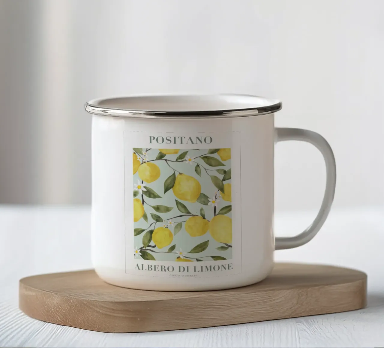 Mediterranes Limone Botanico Aquarell tazza in smalto da Trendy Vibes