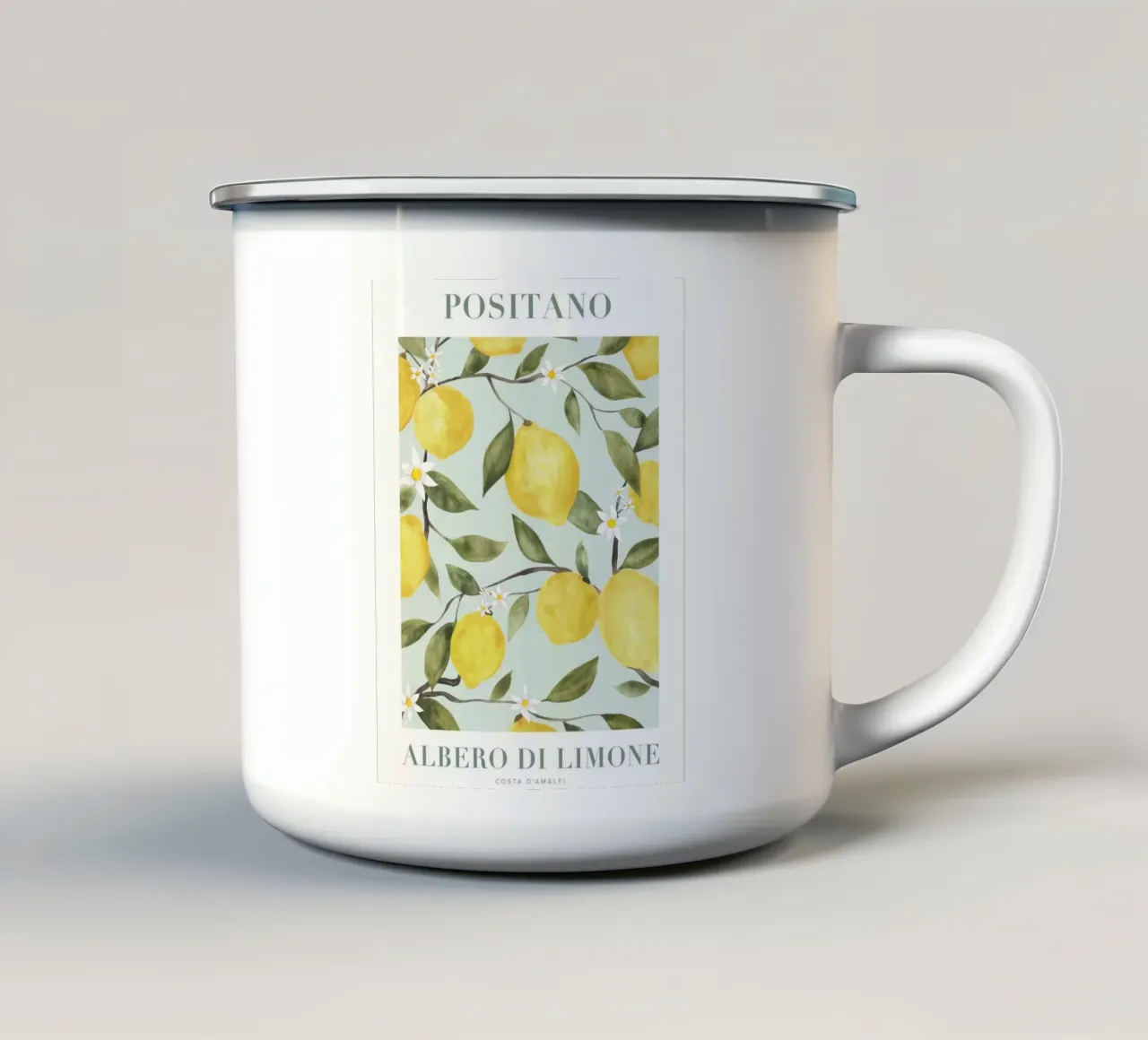 Mediterranes Limone Botanico Aquarell tazza in smalto da Trendy Vibes