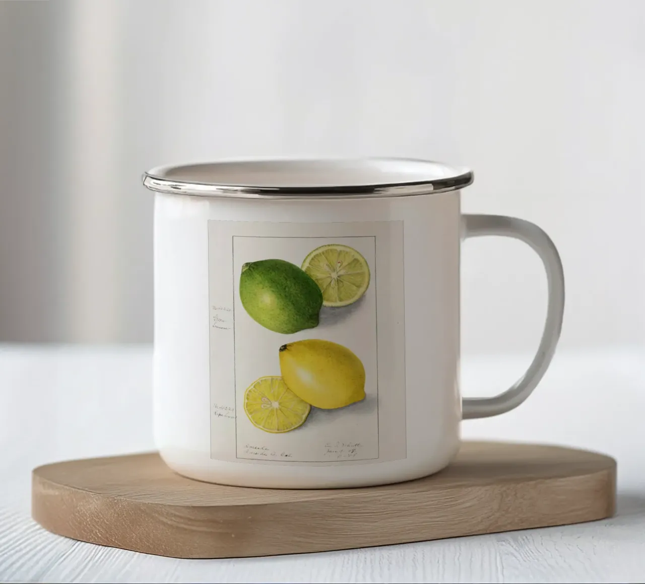 Vintage Lemon Lime Botanic Art Poster Print XL tazza in smalto da Trendy Vibes