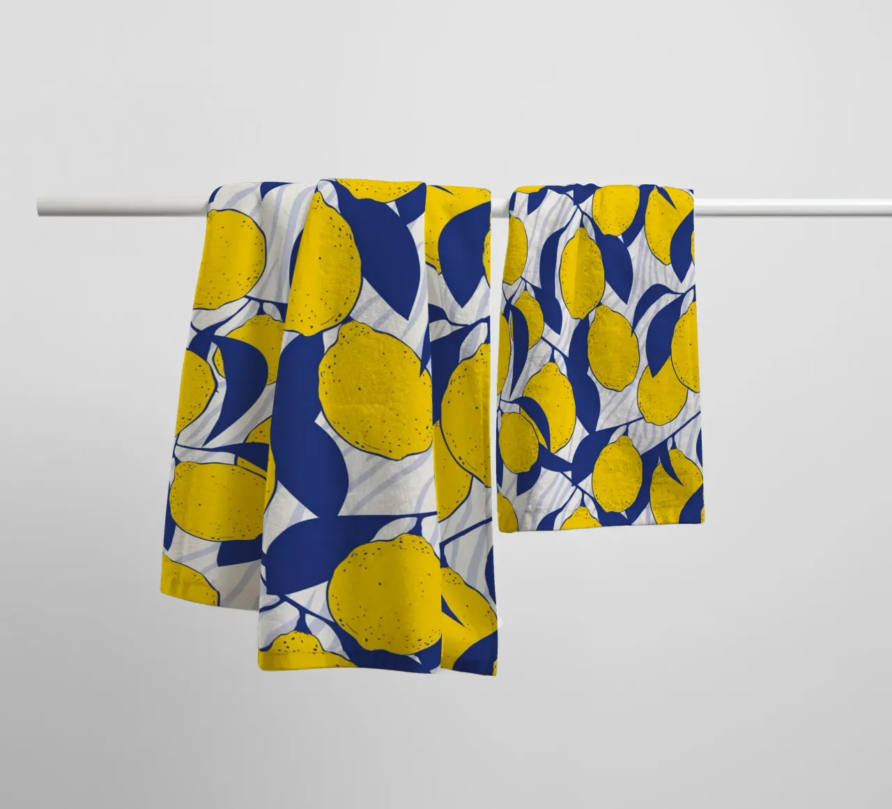 Modern Citron Motif Bleu Jaune Design Print Poster serviette de bain de Trendy Vibes