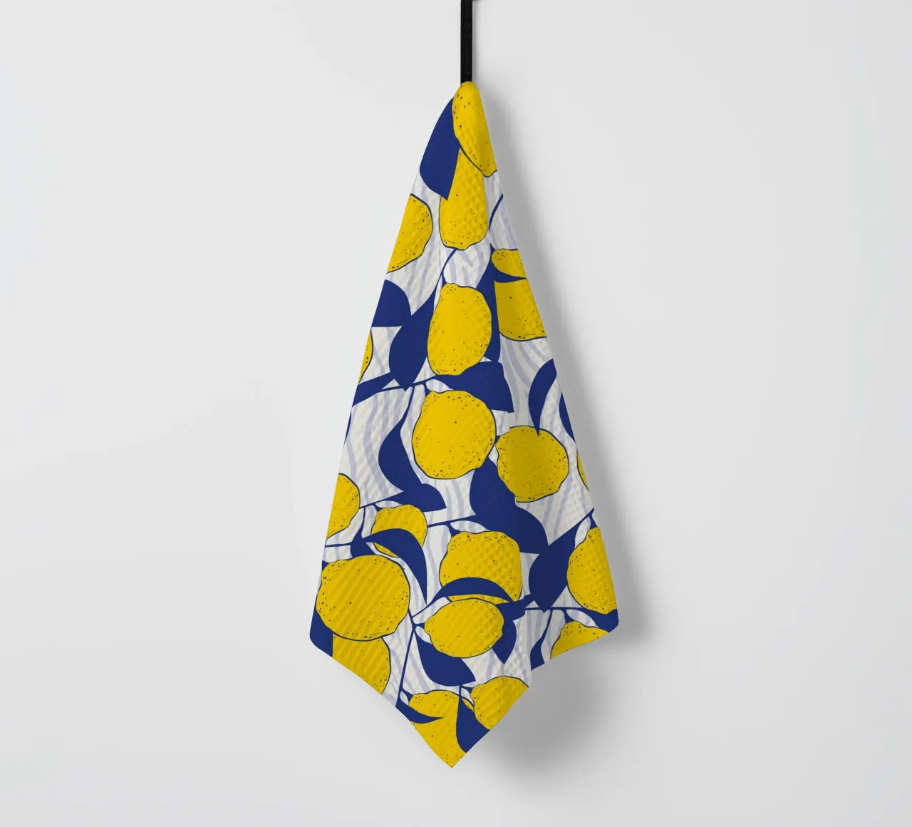 Modern Citron Motif Bleu Jaune Design Print Poster torchon de Trendy Vibes
