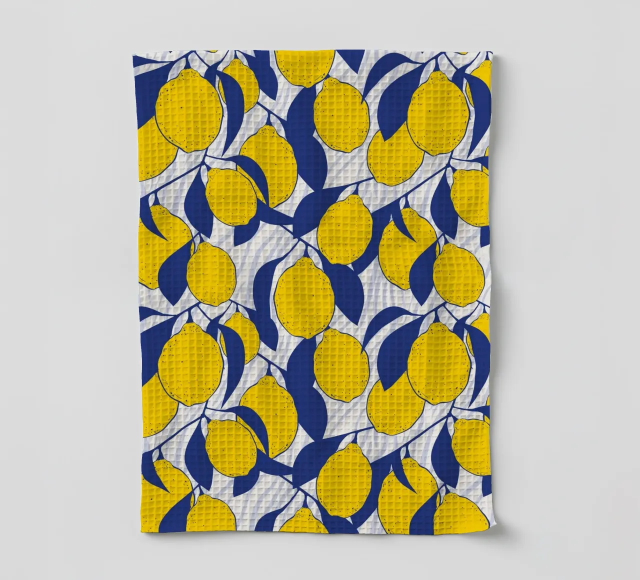 Modern Citron Motif Bleu Jaune Design Print Poster torchon de Trendy Vibes