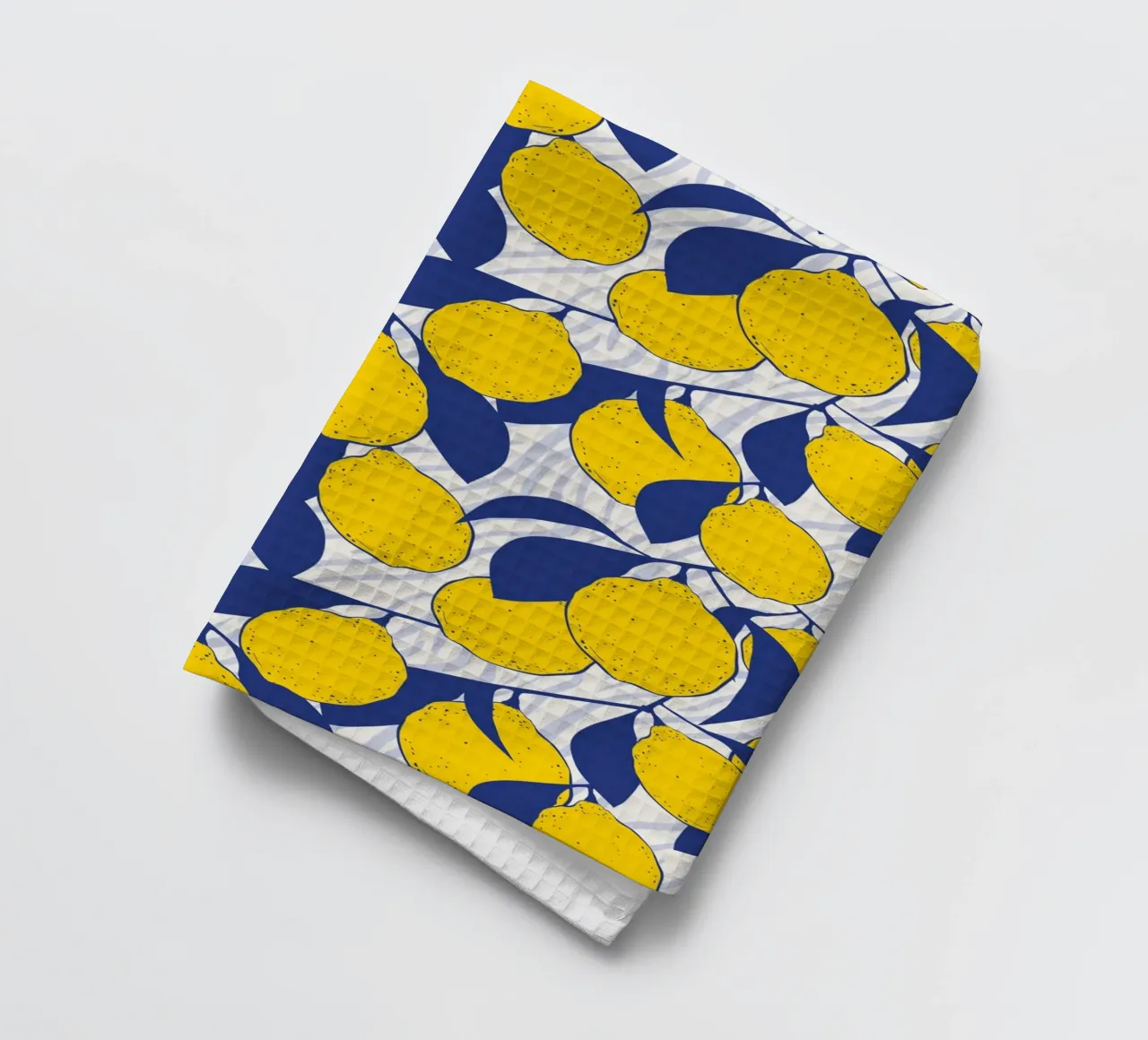 Modern Citron Motif Bleu Jaune Design Print Poster torchon de Trendy Vibes