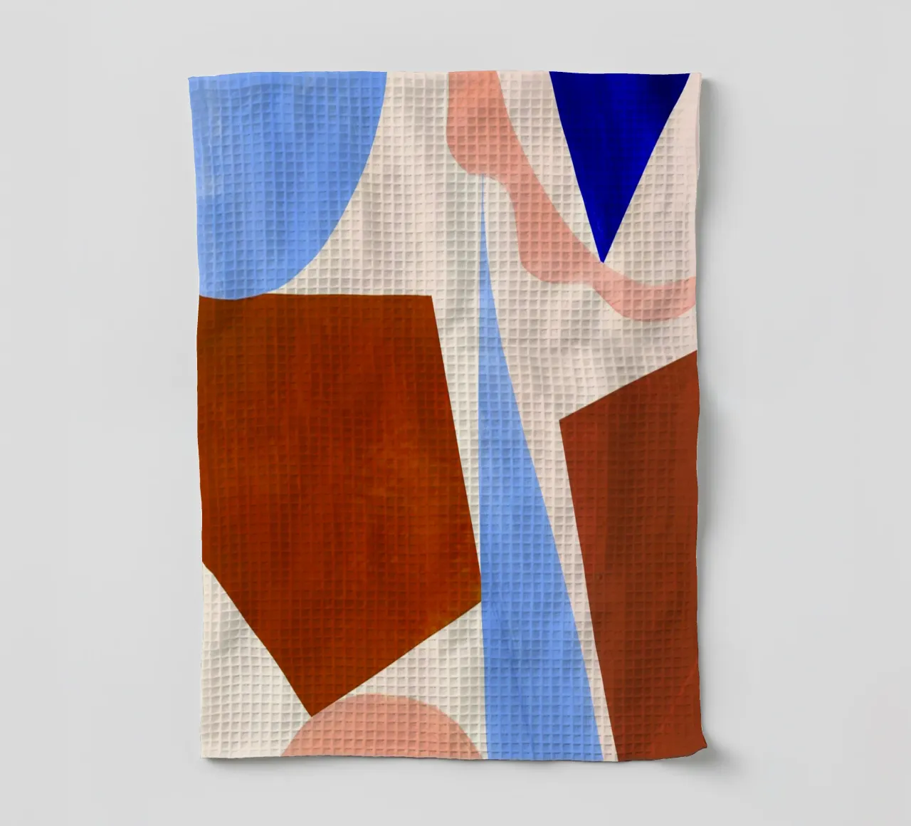 Blauw en bruin abstracte print theedoek van Violets Print House