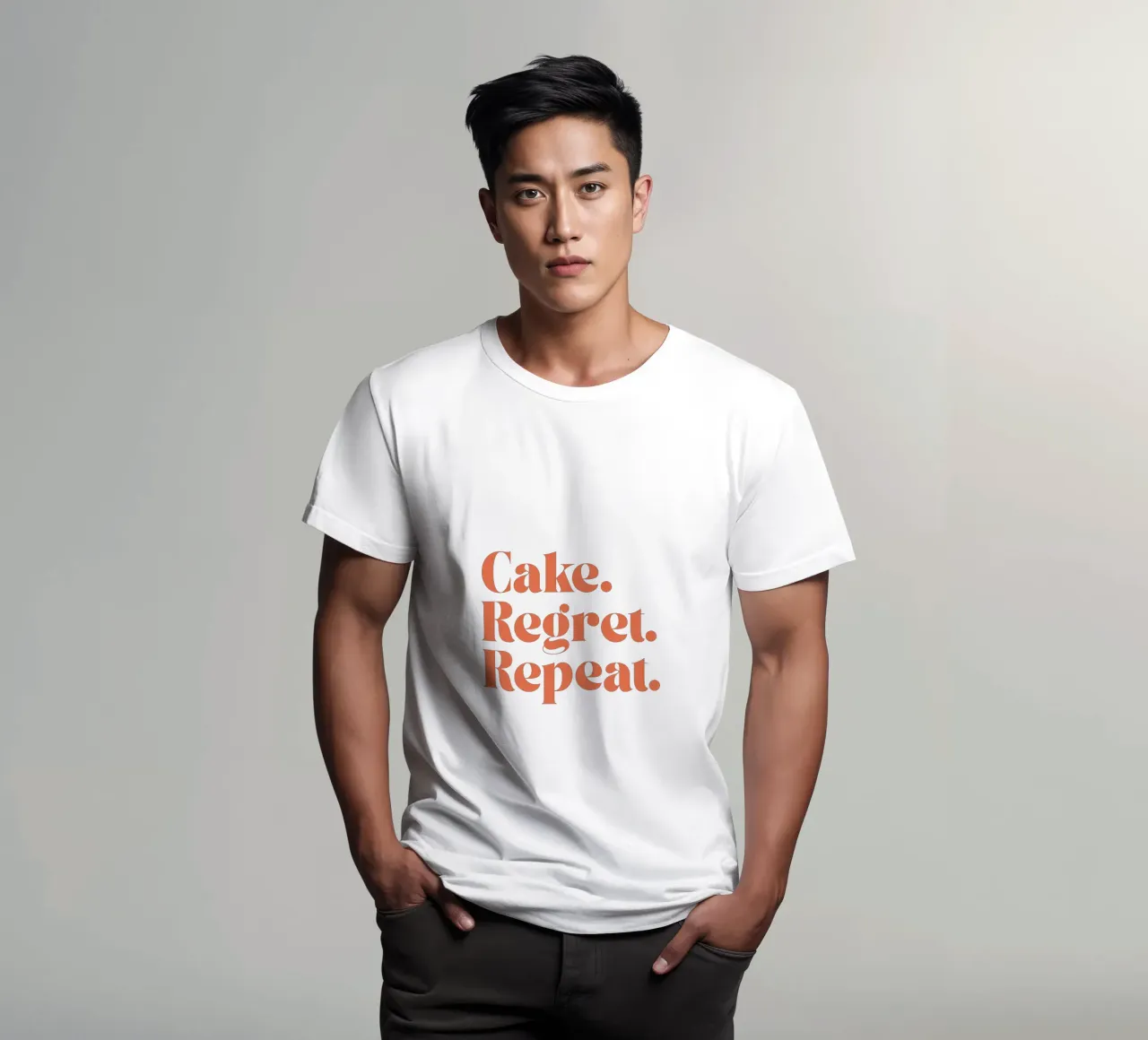 Cake Regret Repeat – Quote Print t-shirt da Imaginative Quotes