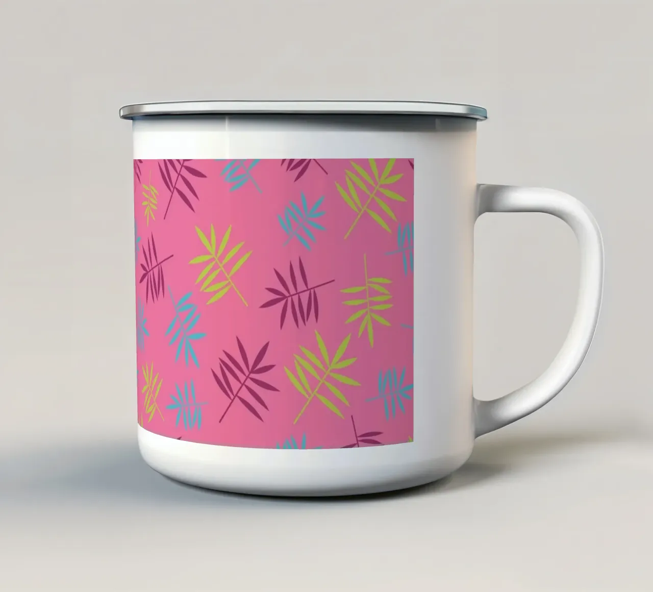 Modello di palma tropicale Aloha rosa tazza in smalto da Petra Lang - Floral Art